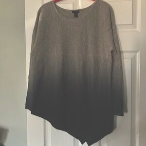 Only Mine 2-Ply Cashmere Grey Black Ombré Crew Neck long sleeve sweater